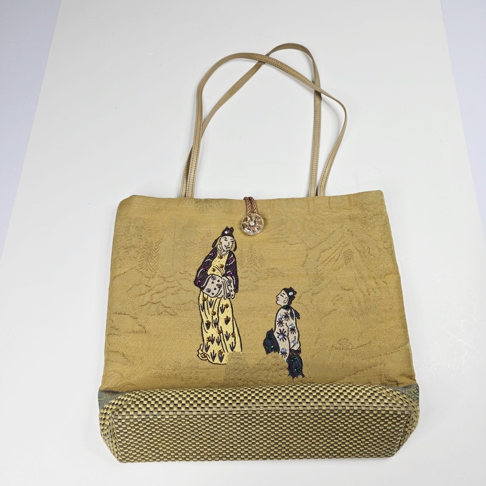 Dorit‎ Collection Tote Bag Womens Large Embroidered Beaded Asian Art Purse USA